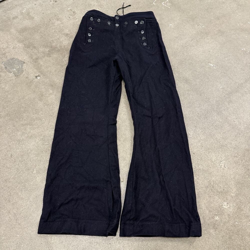 VINTAGE 60s WOOL U.S NAVY SAILOR WW2 BUTTON FRONT BELL BOTTOM PANTS SIZE 28x28.5